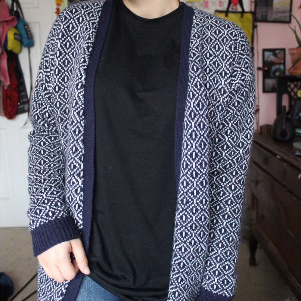 💡💡Navy blue and white Merona sweater cardigan
